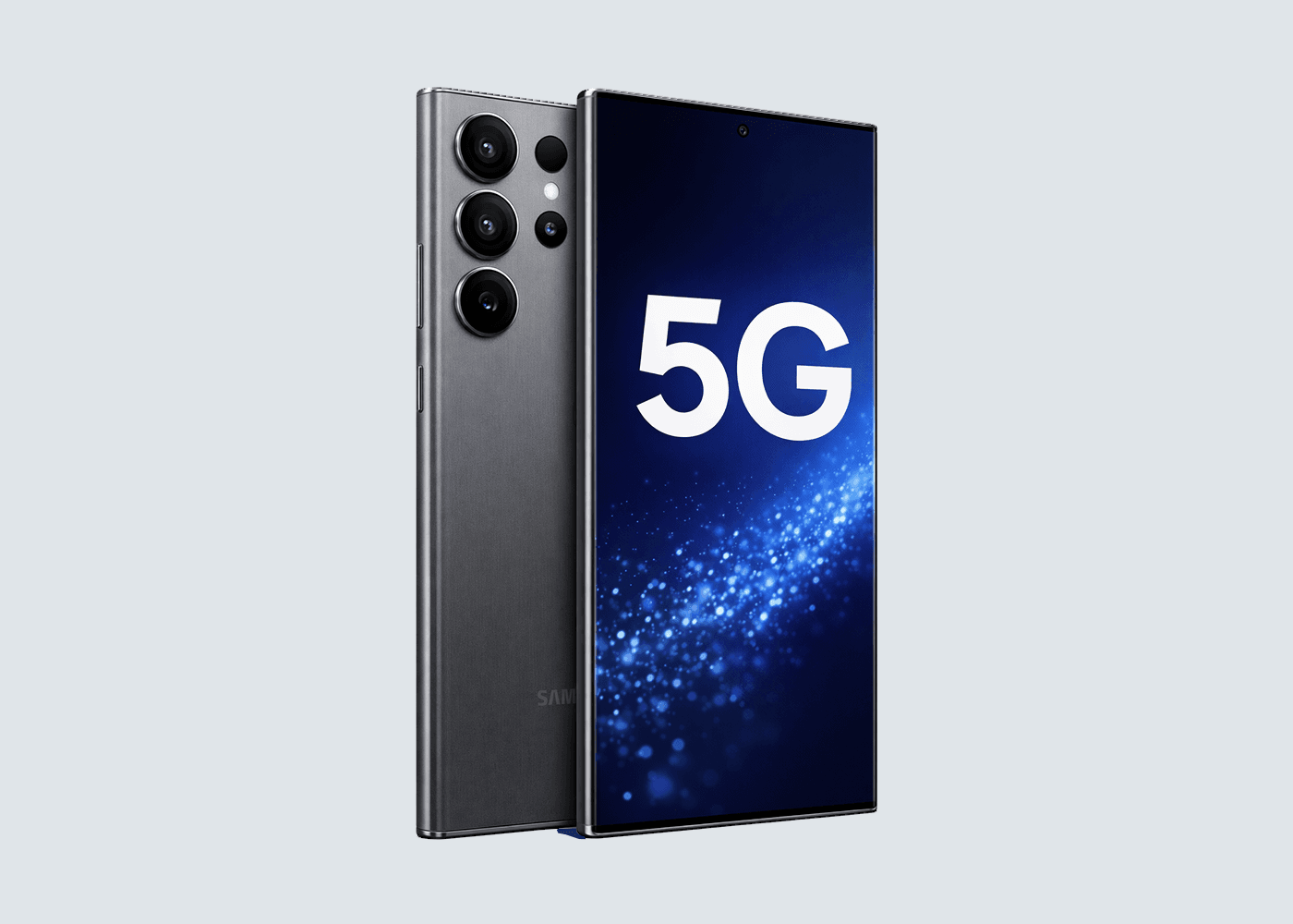 Smartphone met 5G aanduiding op het scherm, symbool voor snelle mobiele netwerkverbinding en moderne mobiele technologie.