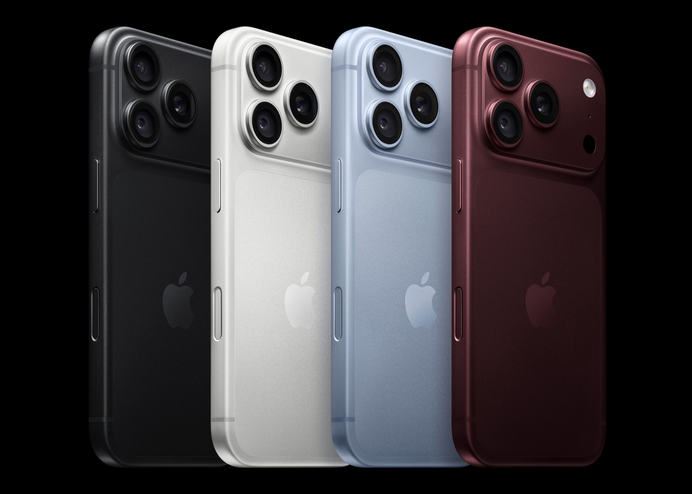 De iPhone 18 Pro in vier kleuren, gezien van de achterkant