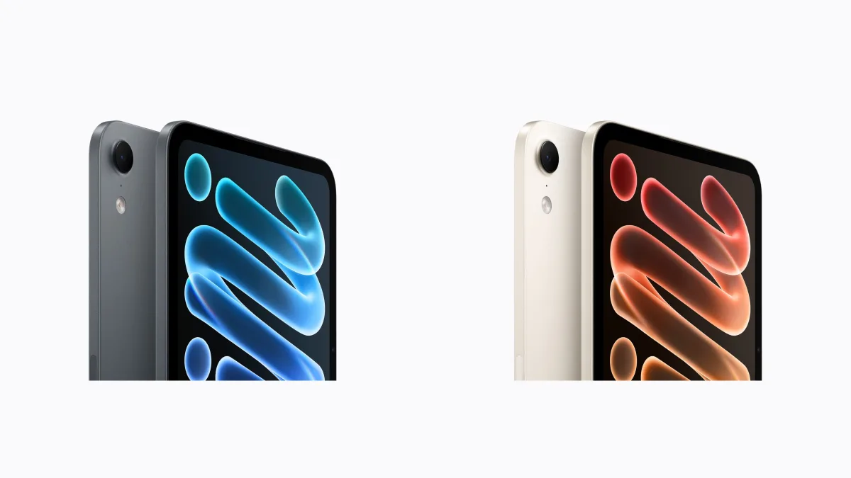 De nieuwe iPad mini in de kleuren middernacht en sterrenlicht