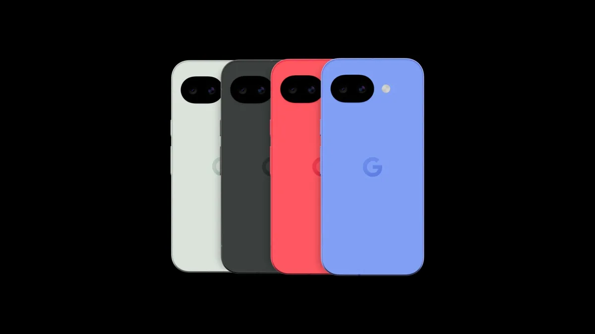 De Google Pixel 10a in de vier kleuren Lavender, Berry, Fog en Obsidian