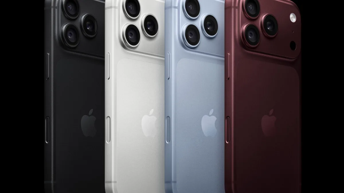 De iPhone 18 Pro in de kleuren Zwart, Zilver, Gletsjer en Bordeauxrood
